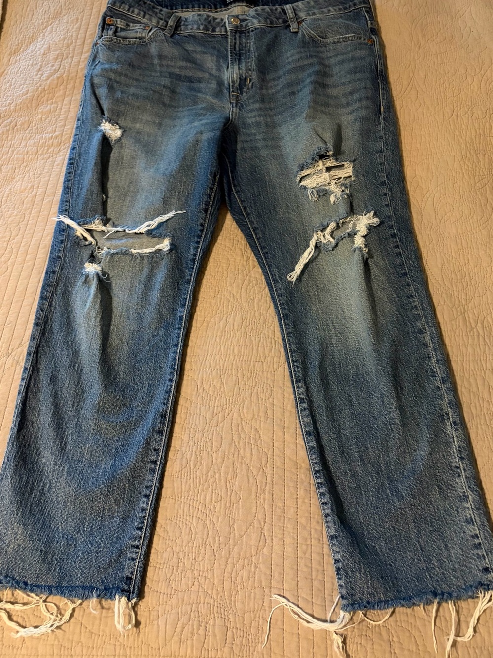 GAP Denim Distressed Blue Boyfriend Jeans - Classic Ripped size 16/33R VGUC